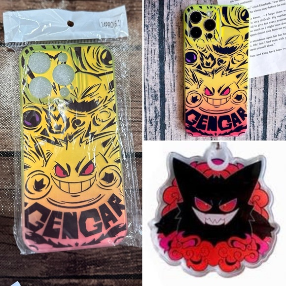 Gengar IPhone 14 Pro Case w/ Keychain - Picture 2 of 4